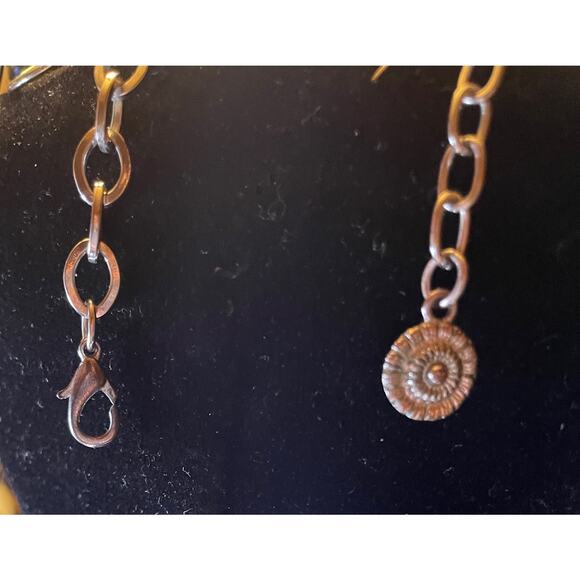 Graziano faceted beaded silver tone loops two stand Necklace Boho Chic - Picture 5 of 5